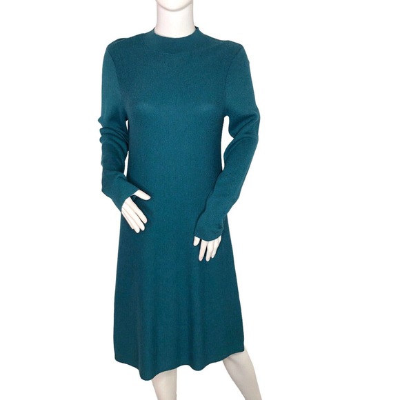 J. Jill Womens Sweater‎ Dress Size XS Mock Neck Green Long Sleeve Knit - Picture 1 of 13